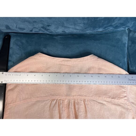 SIGRID OLSEN LINEN Button-Down Long Sleeve Tunic Shirt Womens L Peach CASUAL - Picture 6 of 10